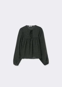 Blusa Cuadros Escote Cuadrado