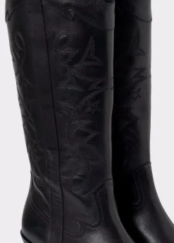 Bota Cowboy Cana Alta Bordada Piel