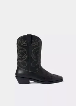 Bota Cowboy Pespuntes Contraste Piel