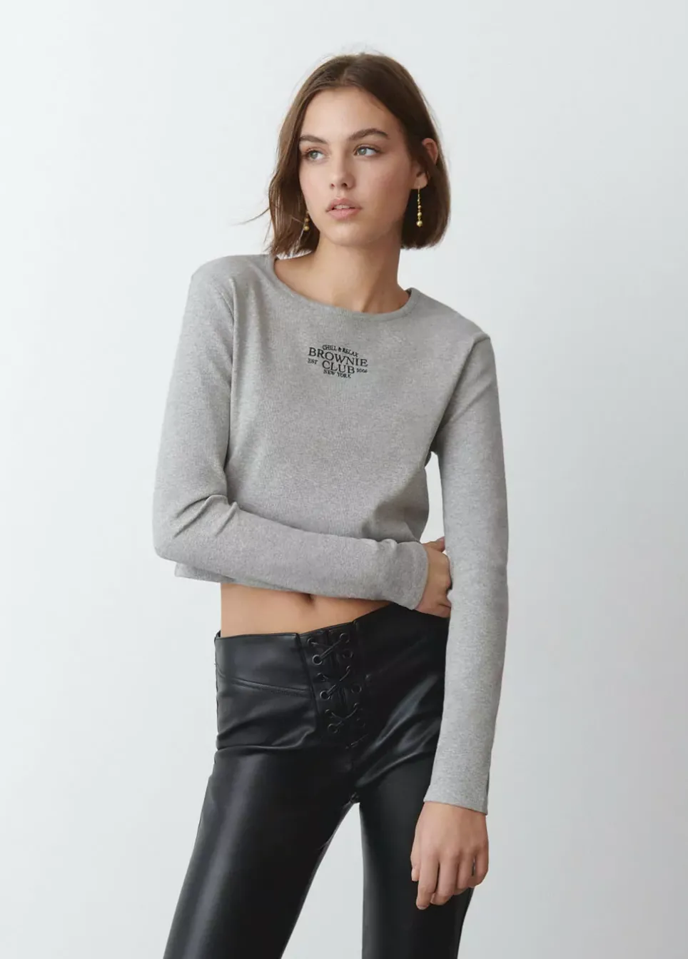 Camiseta Baby Tee Manga Larga