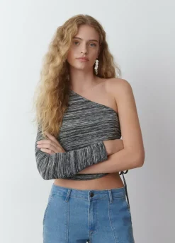 Camiseta Manga Larga Asimetrica Frunce