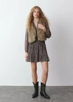 Chaleco Cropped Efecto Pelo