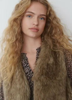 Chaleco Cropped Efecto Pelo