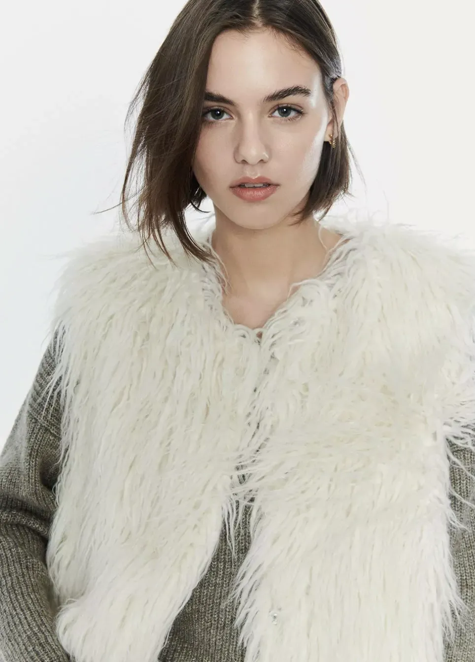 Chaleco Efecto Pelo Largo