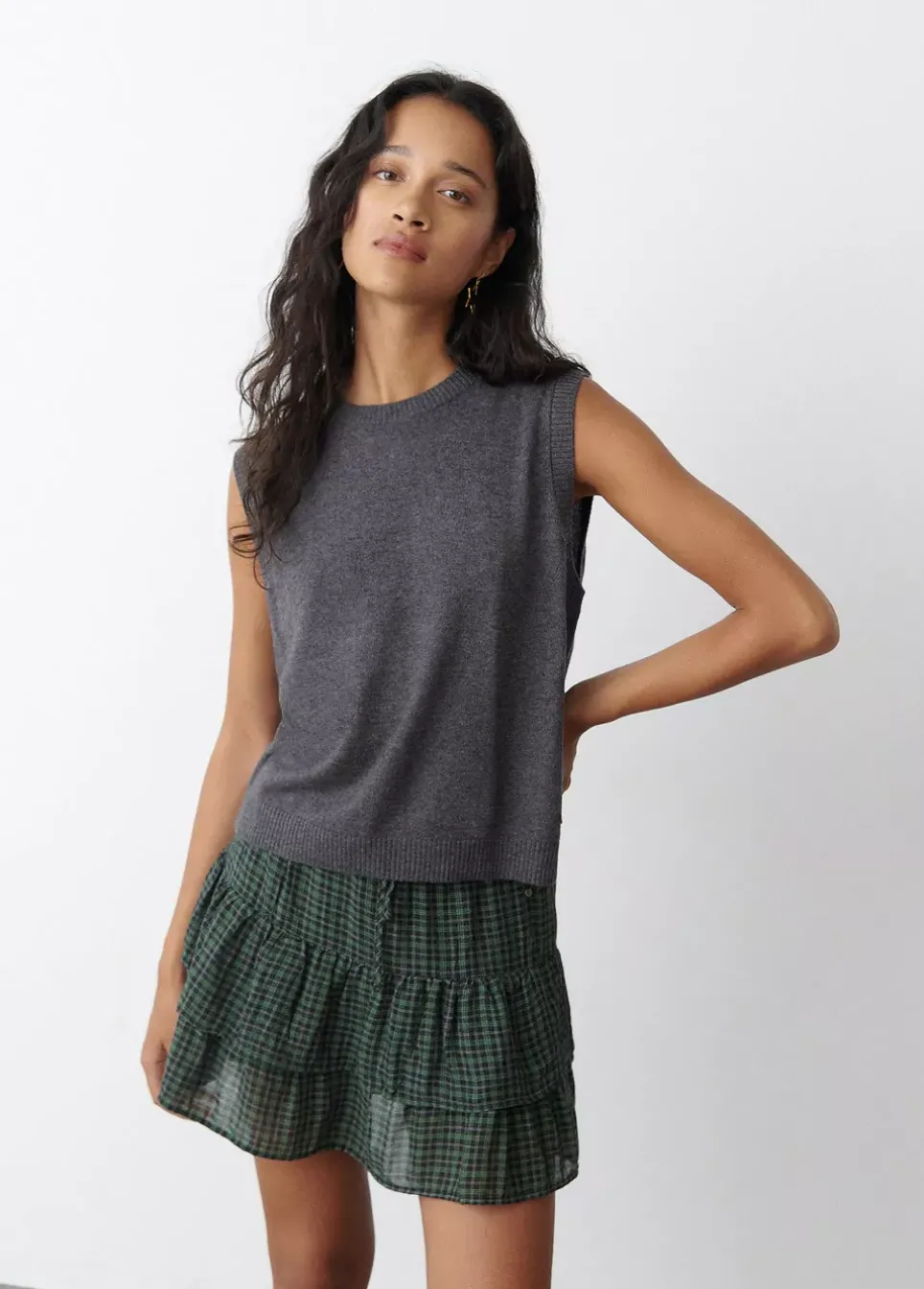 Chaleco Punto Fino Cuello Red