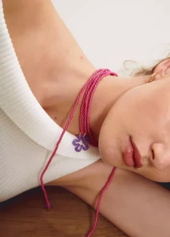 Collar Algodon Flor Resina