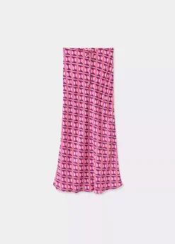 Falda Midi Estampada Satinada