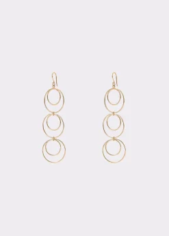 Pendientes Largos Tres Aros Dobles