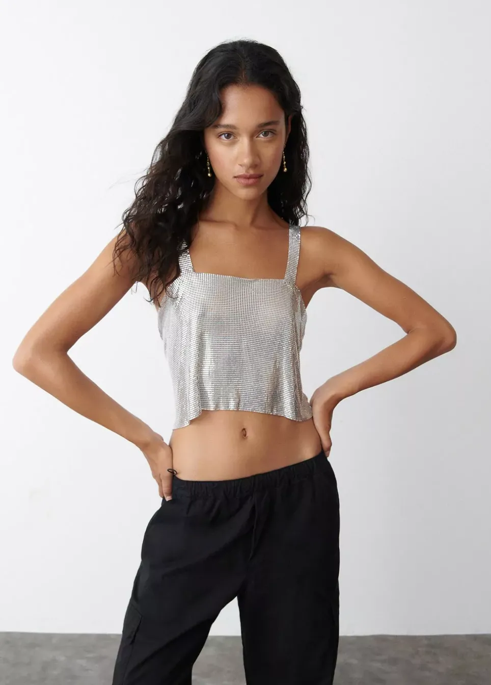 Top Malla Metalica Plata