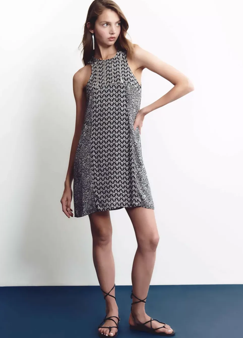 Vestido Doble Estampado Brillos