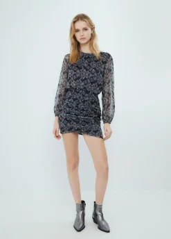 Vestido Drapeado Estampado Ikat