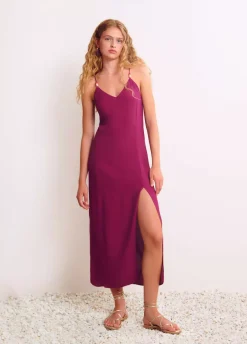 Vestido Largo Liso Detalle Abalorios