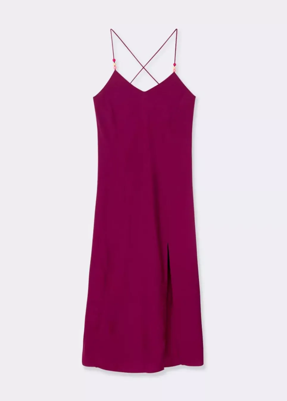 Vestido Largo Liso Detalle Abalorios